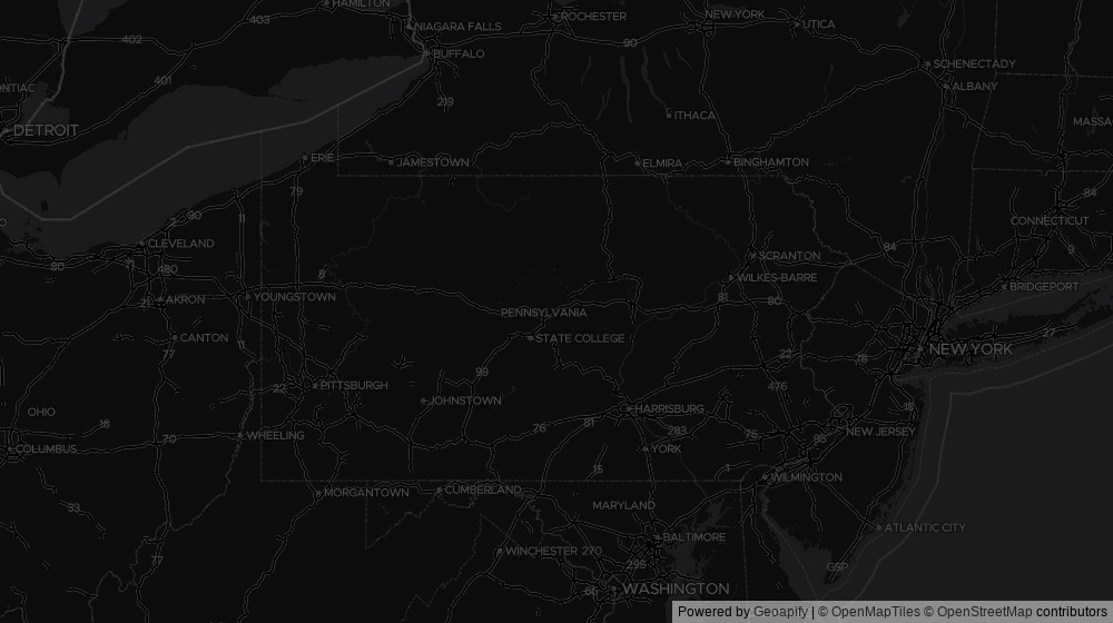 Map of the 3 Pennsylvania cities DeltaVisor tracks