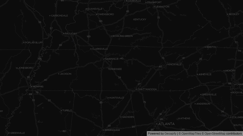 Map of the 2 Tennessee cities DeltaVisor tracks